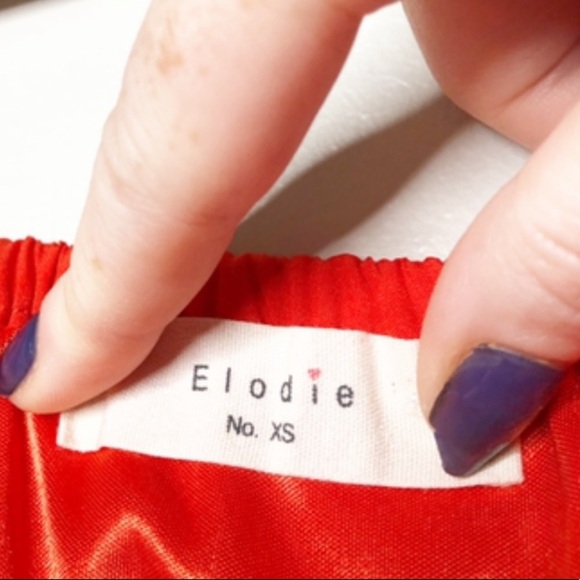 Elodie Red Orange Off Shoulder Ruffle Sleeve Dress Women A Line Mini Dress - Picture 14 of 16